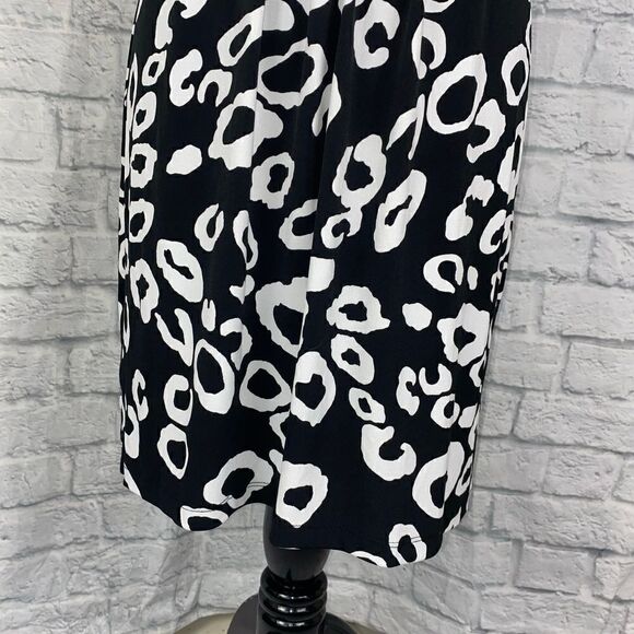 Valerie bertinelli fit & flare drape neck dress B&W woman sz 4 - Picture 2 of 10